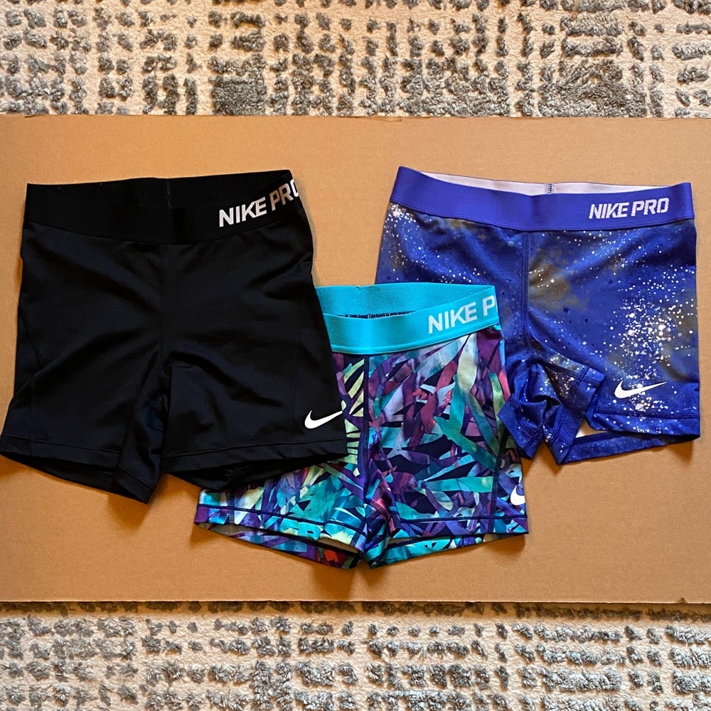 Nike Pro Cool Dri-Fit Women's Small Compression Workout Spandex Shorts Bundle